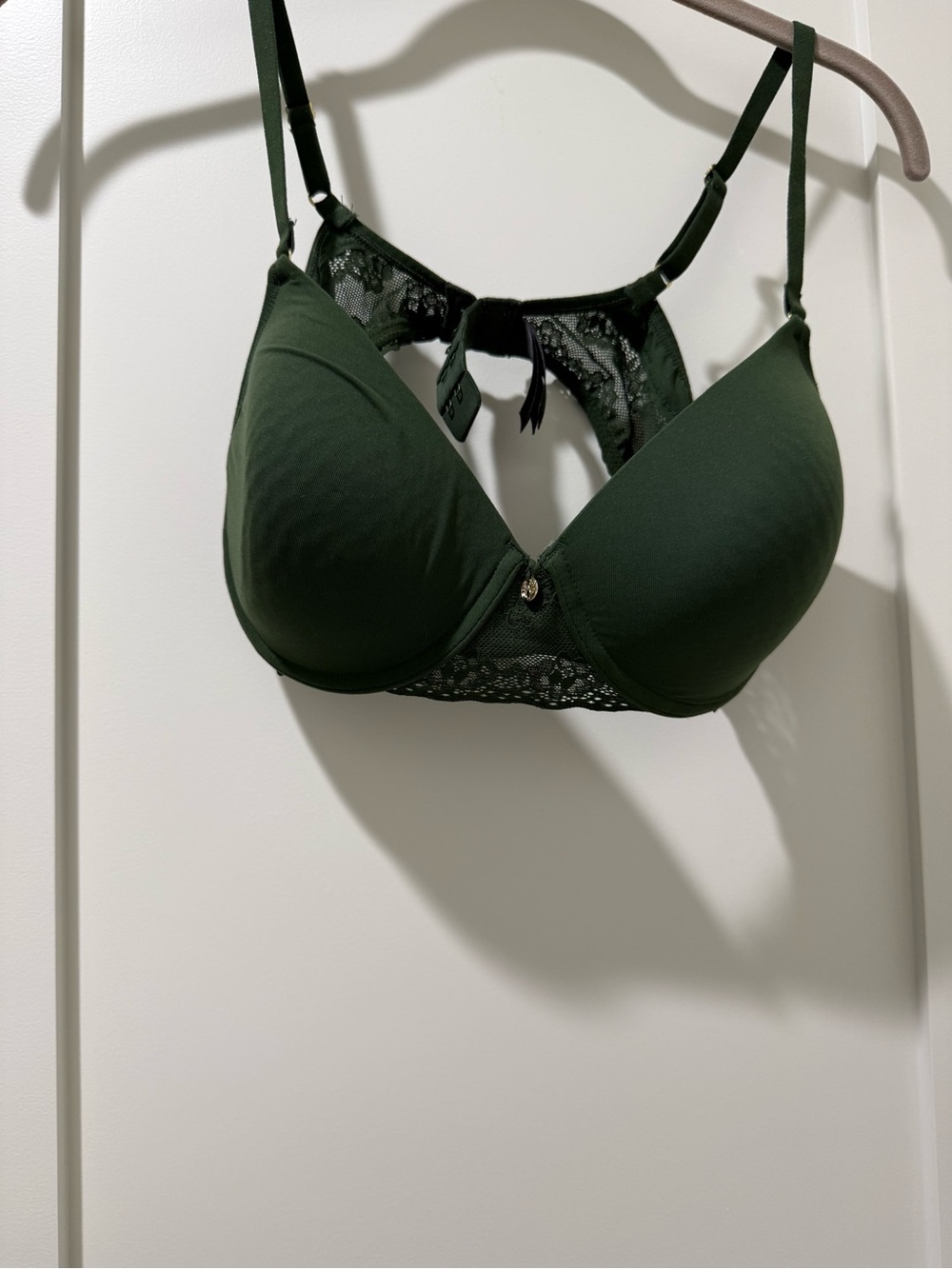 Natori Forest Green Lace-Back Padded Bra